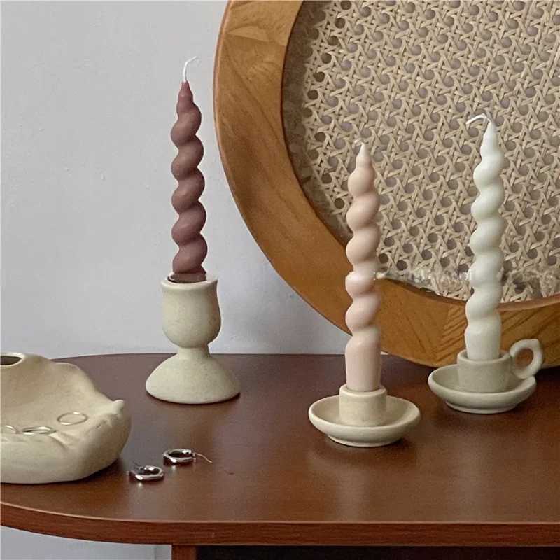 Twist Candles Sented Stick Candle and Candle Holders Ceramic Candle Stand Glass Tealight Candlestick Wholesale Candles W250704
