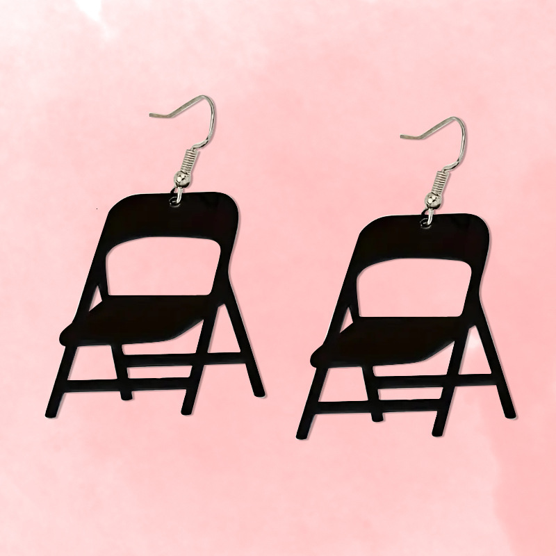 New Mirror-Reflecting Fun Simulation Folding Chair Acrylic Earrings Fashion Accessories