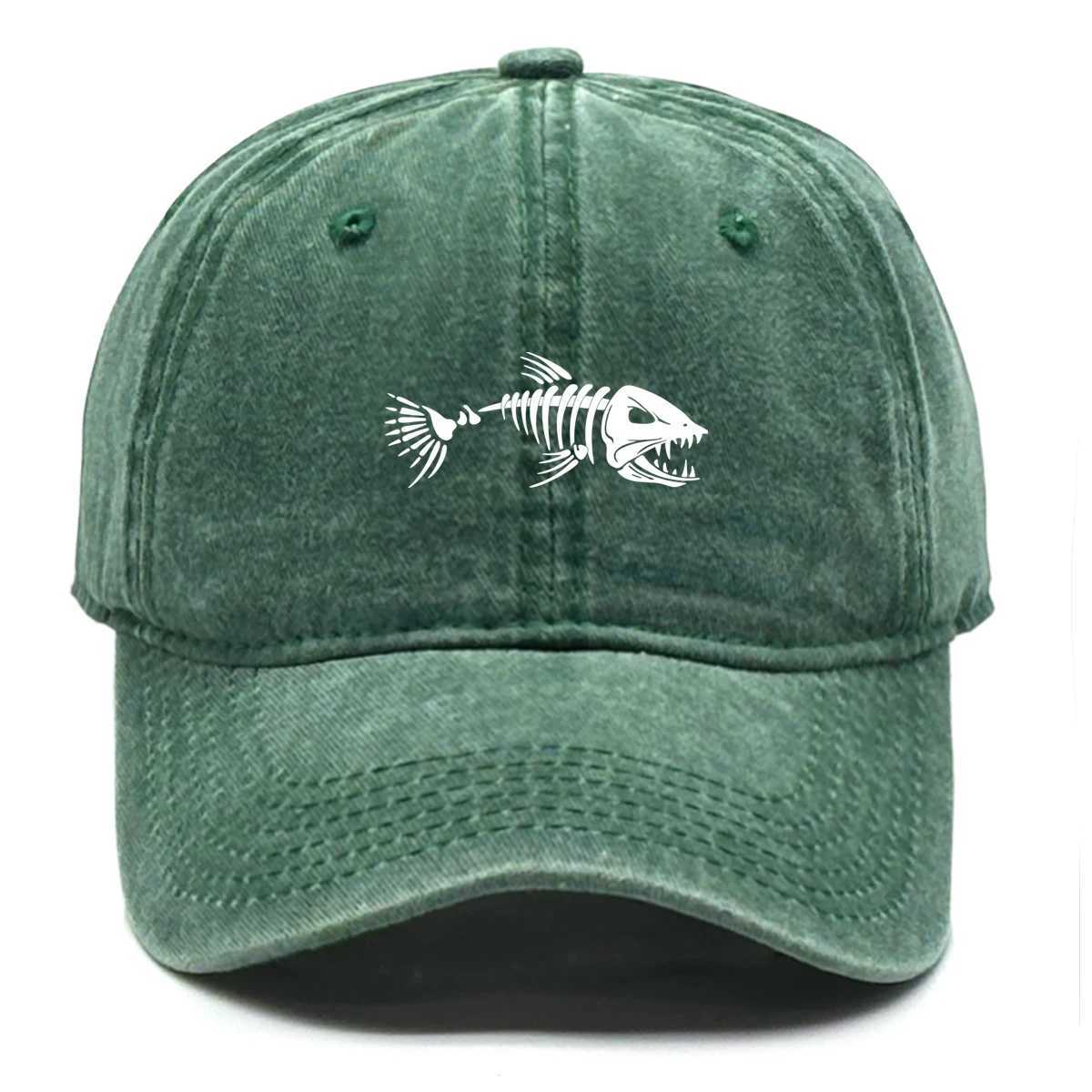 White Fish Bones Print AdjustableRetro Baseball Cap Wans Cap DistressedFashionSnapback Caps Ideal Cho For Wen Men X250704