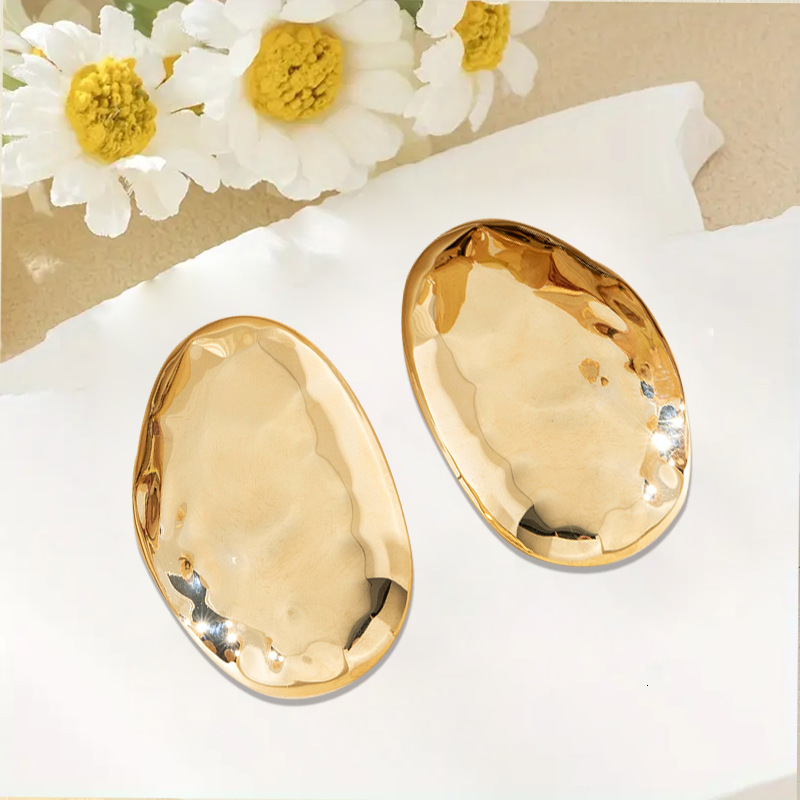 Irregular Round Textured Elegant Korean High-end Unique Simple Style Niche Earrings