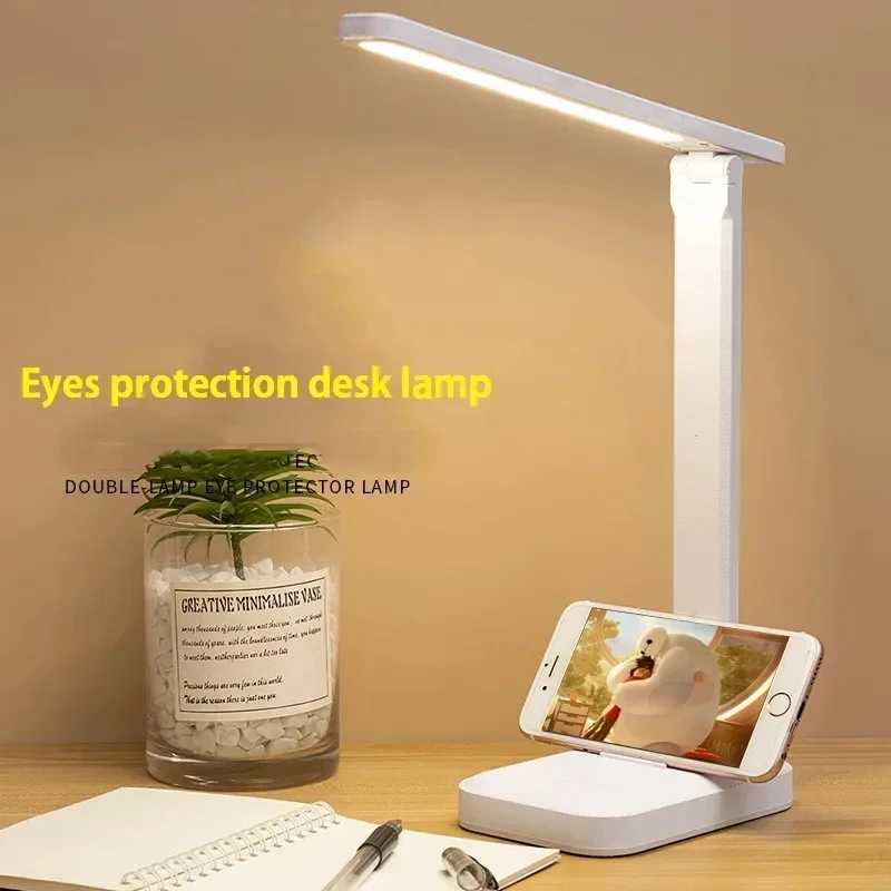 Foldable Table Lamp Led Desk Lamp with 3 Stepless Dimmable Touch Types for Bedside Reading Eye Protection Night Light USB Chargeable XJ250703