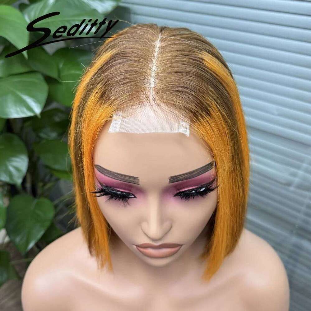 250% Density 2X6 Transparent Lace Closure Highlight Color Double Straight Human Hair Wig For Black Women