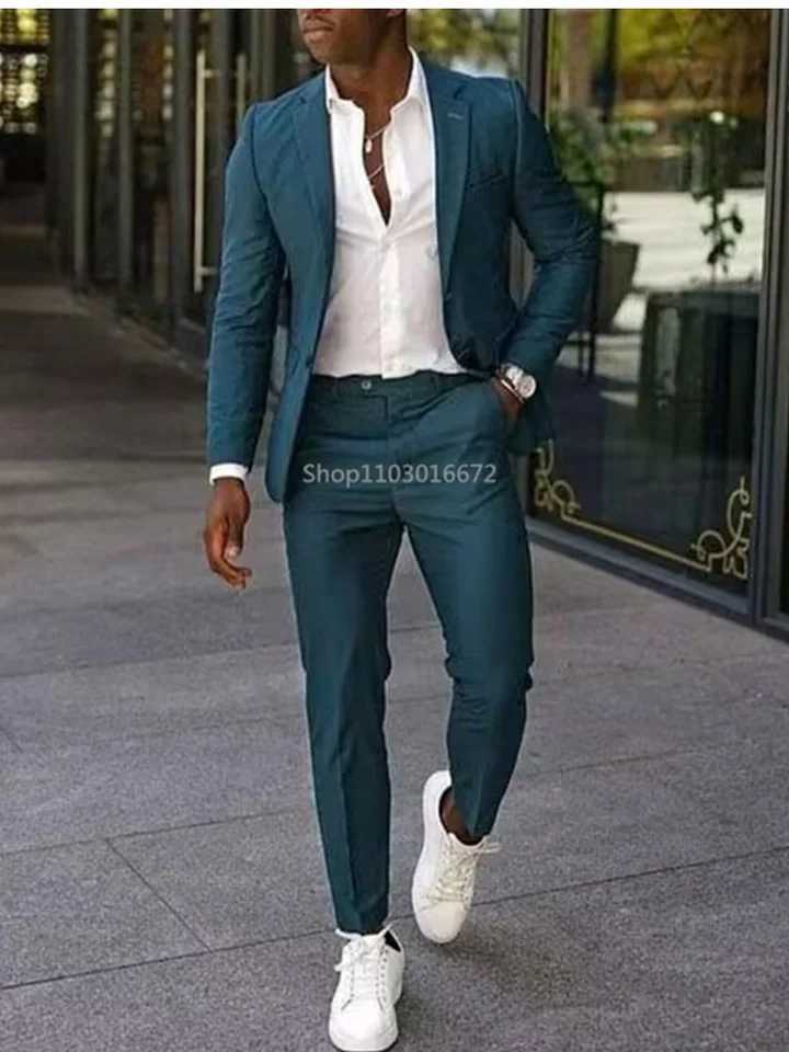 2 Piece Mens Suits Slim Fit Notch Lapel Single Breasted Jacket Wedding Groom Tuxedos Business Suits Set (Jacket+Pants) X250704