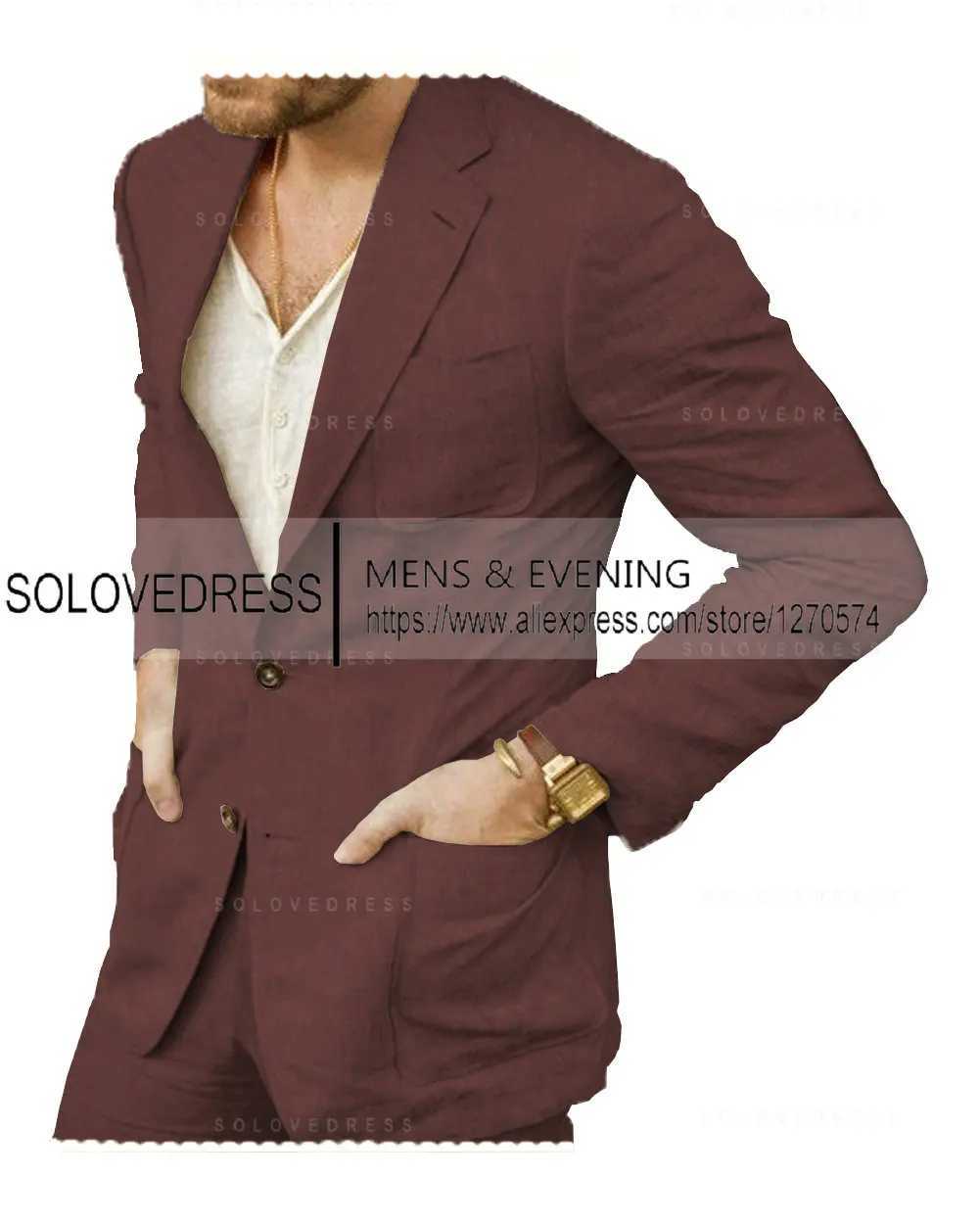 Summer Linen Suit Men Casual Party Classic Blazer Pants 2 Pieces Holiday Travel Tailor-made Breathable Cool Male Outfits X250704