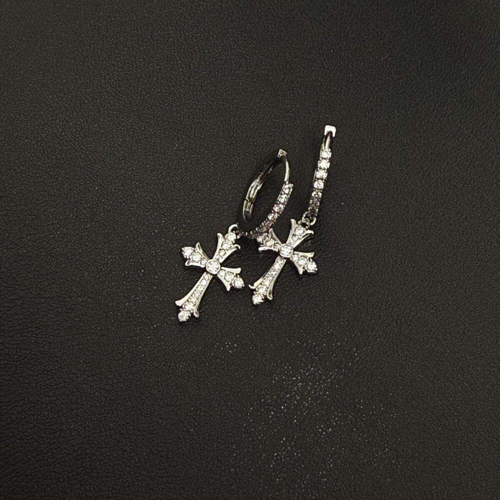 Super Shiny Cross for Women 2025 New Style High-end Minimalist Hoop Earrings with Inlaid Dias