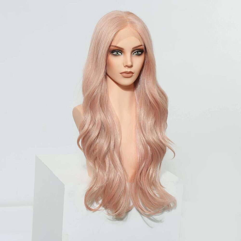 28 inch Long Body Wave Wigs 13*6 HD Transparent Lace Front Synthetic Wig For Women Pink Party Cosplay Fake Hair Natural Hairline