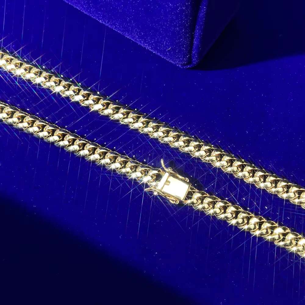 Hip Hop Miami 925 Sterling Silver 14K 18K Real Gold Plated High Polishing 6mm 8mm Cuban Link Chian Necklace for Men