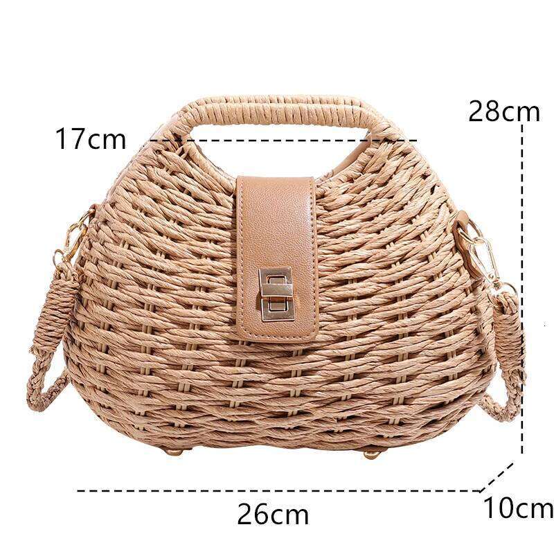 Summer Fashion Women Straw Vacation Beach Female Rattan Shoulder Crossbody Bag Design Small Ladies Woven Handbag
