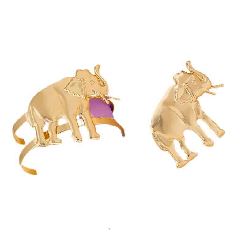 Exquisite Elephant Ring Open Bracelet Set Lotus Joint Exaggerated Style Niche Personality Animal Series