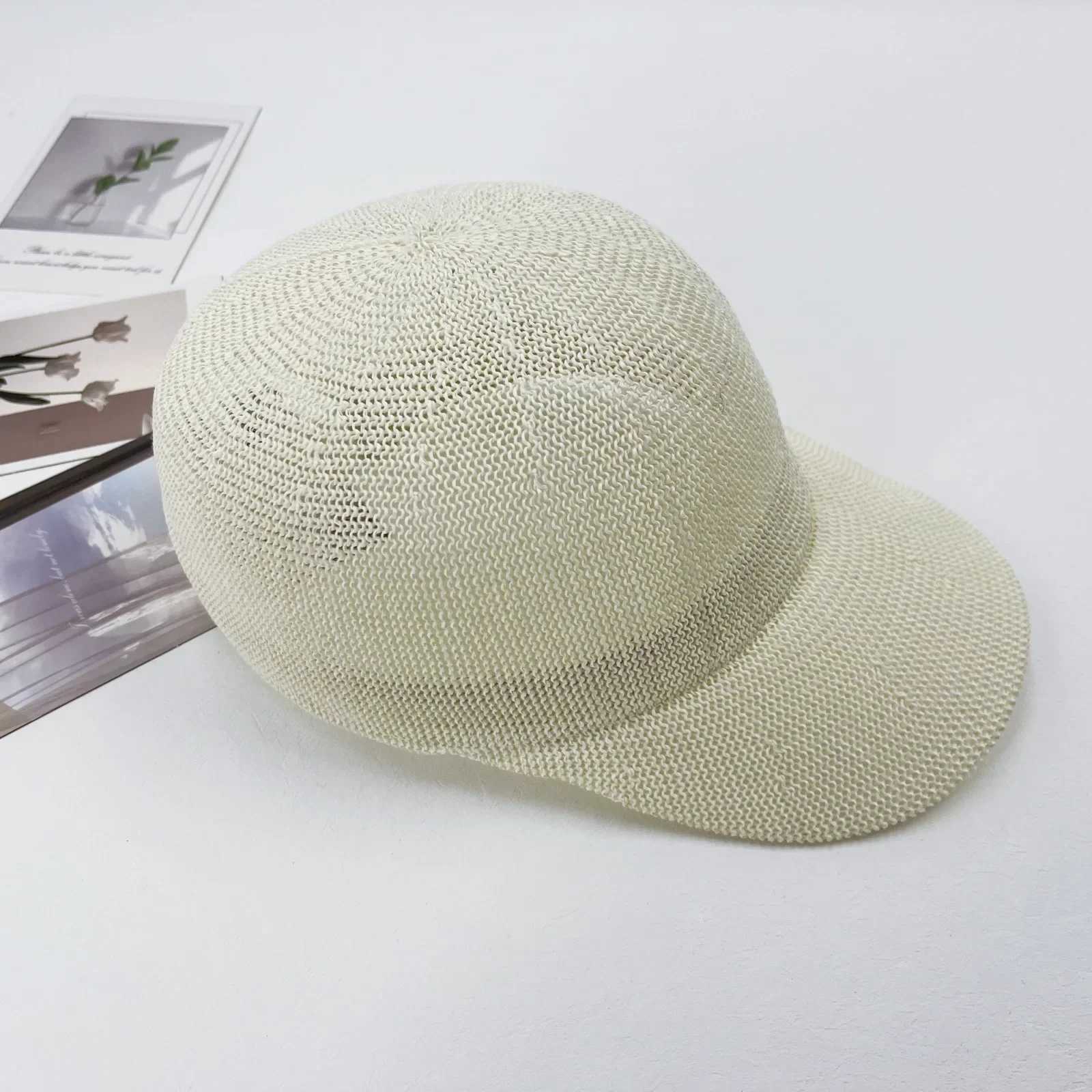 Solid Color Paper Straw Baseball Cap - Perforated Breathable Sun Hat for Wen Korean Style Casual X250704