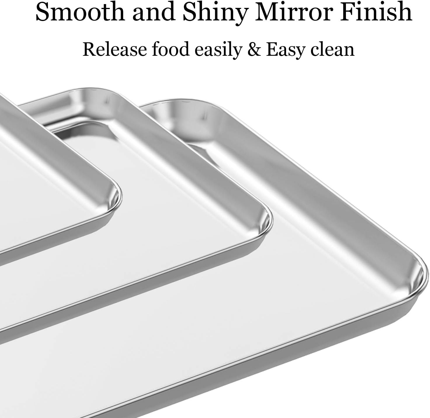3-Piece Stainless Steel Baking Sheet Set (9/12/16 Inch), Commercial Grade Non-Toxic Cookie Pan, Heavy Duty Oven Tray for Baking