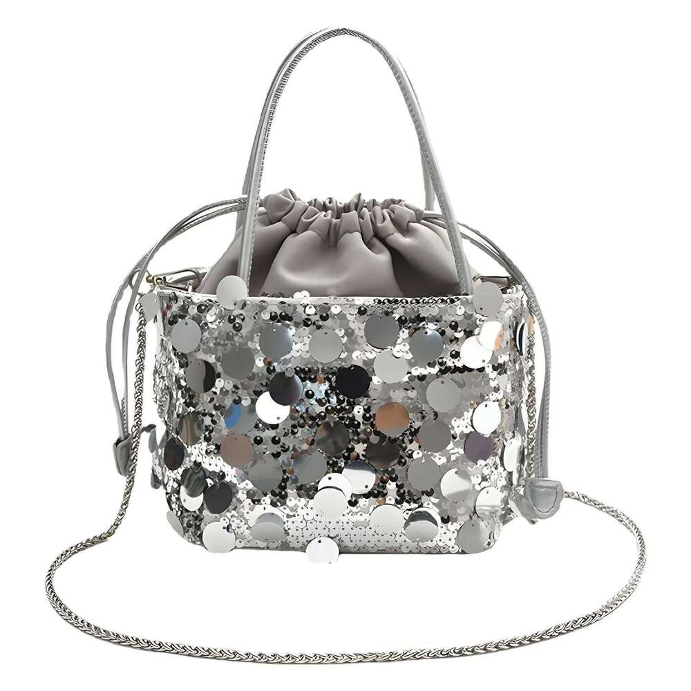 New Korean Version Instagram Sequin Dinner Fashionable Bucket Niche Design Single Shoulder Crossbody Bag For Women