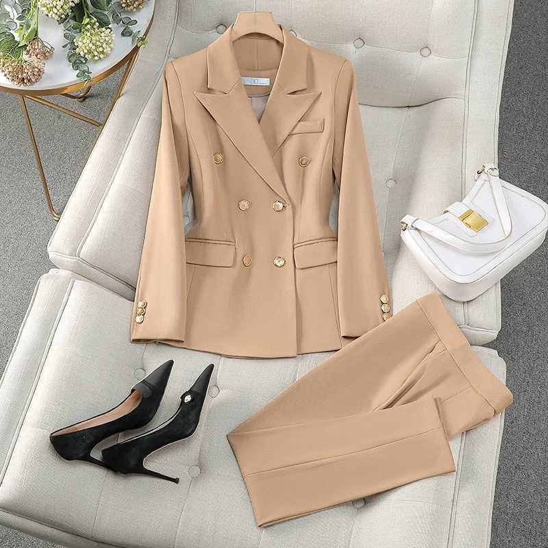 ZJYT Elegant Womens Double Breasted Blazer Pants Set Spring Autumn Fashion Office Work Outfit Lady Matching Set Trousers Jacket X250704