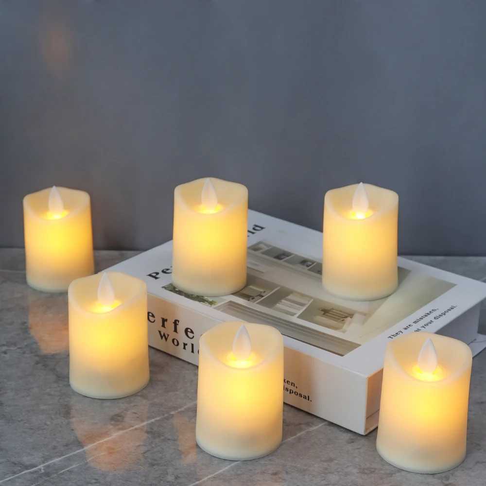 6Pcs Flickering Battery Candles Plastic Flameless Candles LED Electric Candles Fake Candle for Lantern Weddings Home Decor W250704