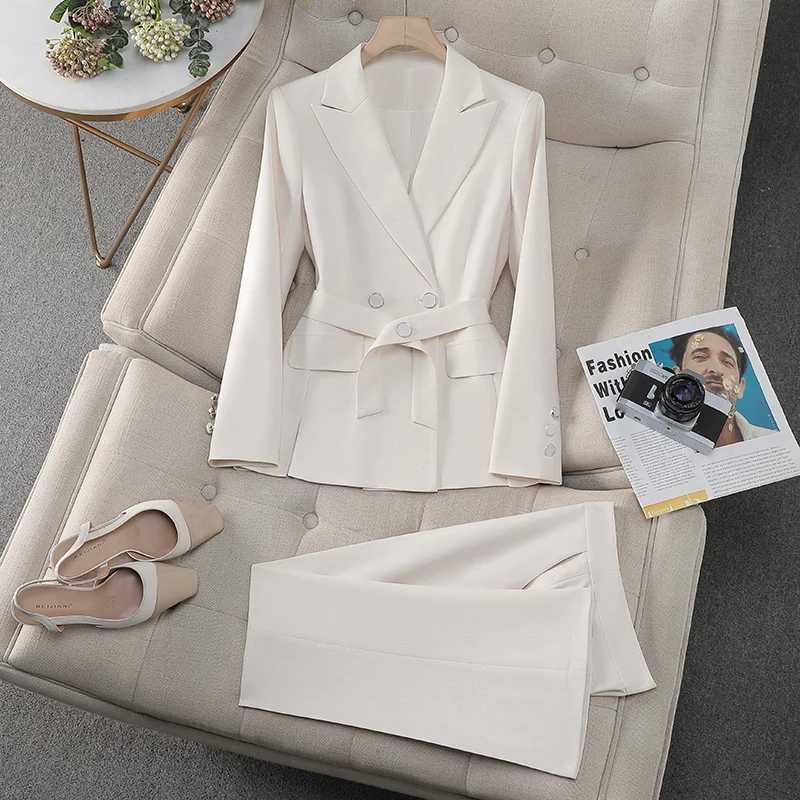 ZJYT Korean Fashion Belted Blazer Suits Pant Sets 2 Pieces Women Conjunto Para Mujeres Work Wear Trousers Sets Office Outfit X250704