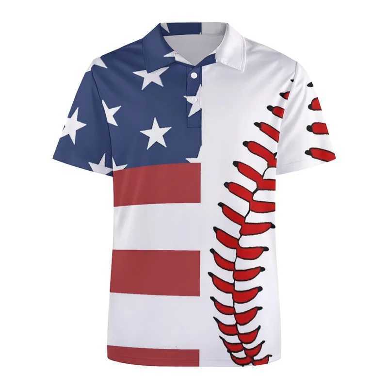 Fashion USA Flag Pattern Polo Shirt For Men 3D Print Short Sleeves T-shirt Hot Sale Street Summer Button Loose Lapel T Shirts W250704