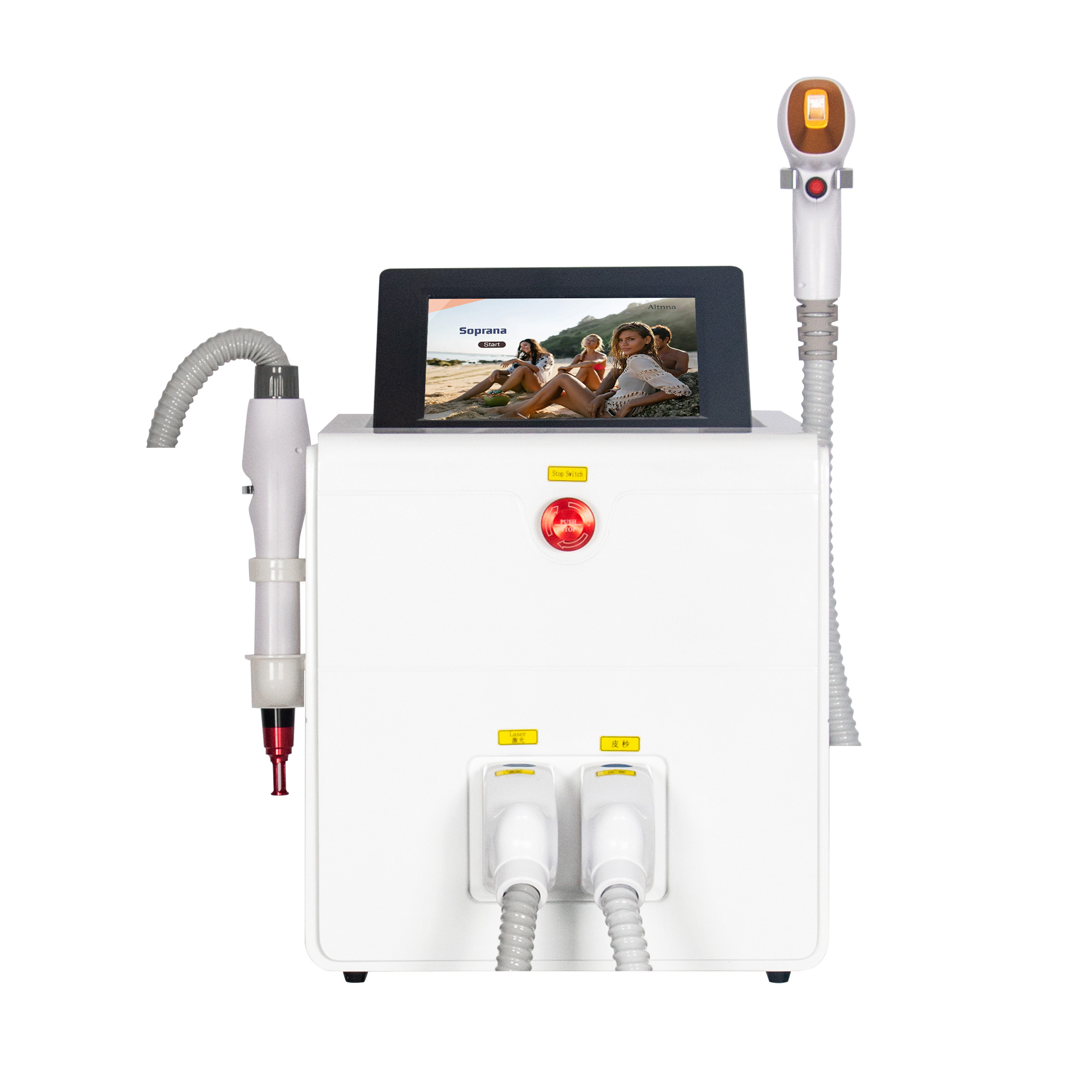 Portable 808 Diode Hair Removal Machine 755NM 808NM 1064NM Painless Hair Removal 2 In 1 Picosecond Laser Tattoo Removal Machine