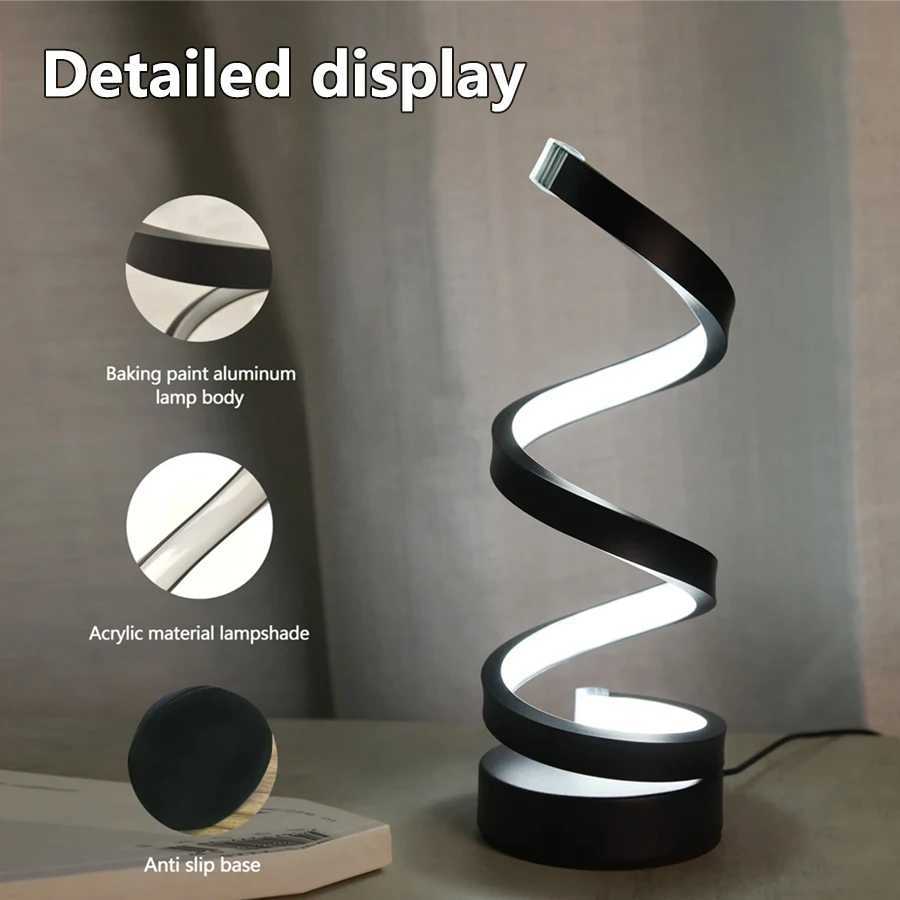 Modern Creative LED Table Lamp Spiral Desk Light with 3 Colors Dimmable for Bedroom Living Room Office Bedside Decoration Lighting XJ250703