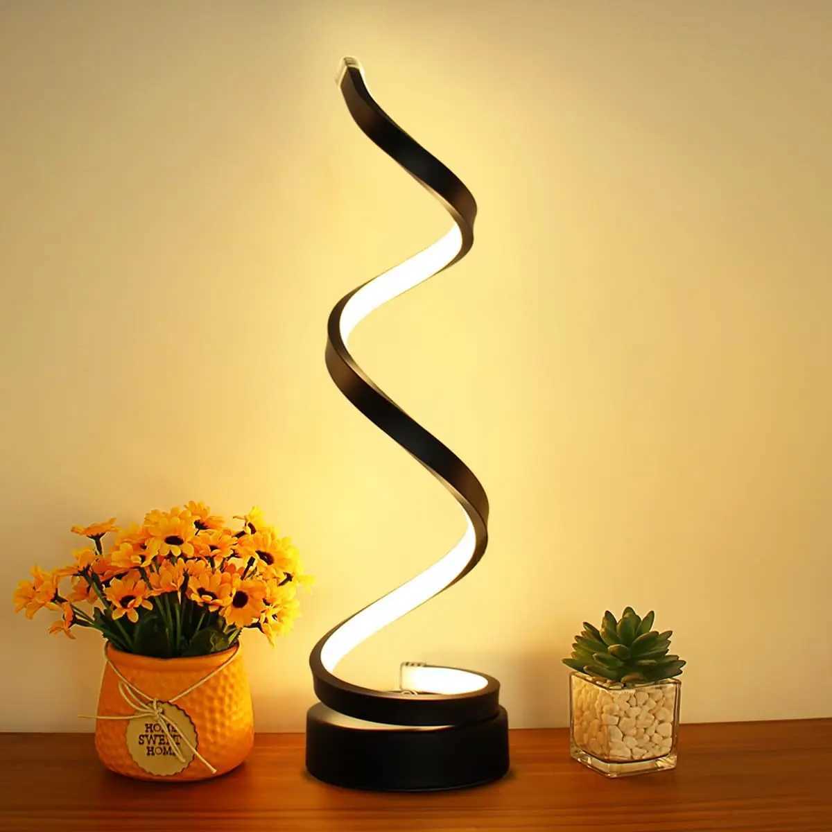 Modern Minimalist Dimmable Spiral Table Lamp 3 Color Bedside Lamp Desk Light for Bedroom Living Room OfficeXJ250703