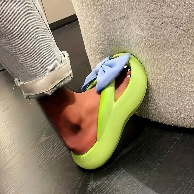 2023 Womens Bow Pillow Flip Flops Kawaii Open Toe Super Soft Non Slip Slides Shoes Indoor Outdoor Slippers W250704