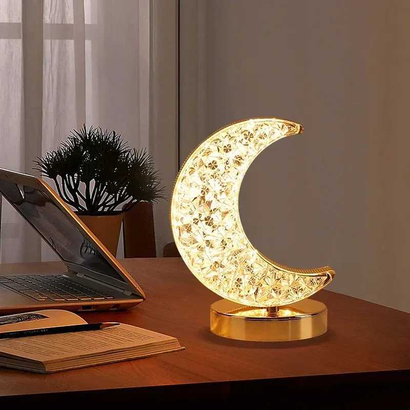 Touch Control 3D Crystal Track Night Light Girls Room Home Decor Aesthetics USB Bedside LED Ambient Table 3D Moon LampXJ250703