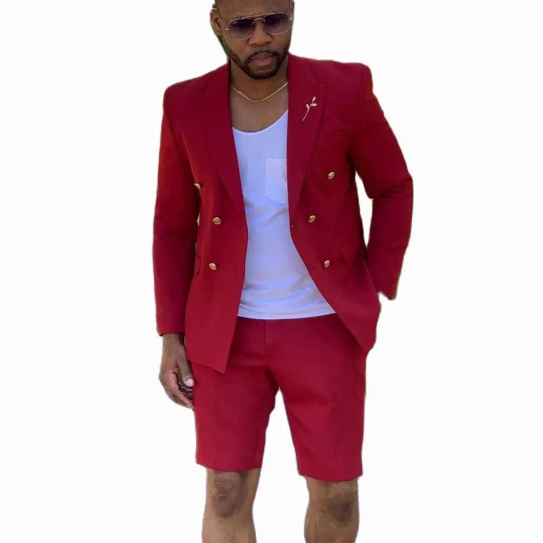 New Design Mint Green Mens Suits Double Breasted Short Pants Summer Beach Groom Suit Casual Business Wedding Best Man Blazer X250704