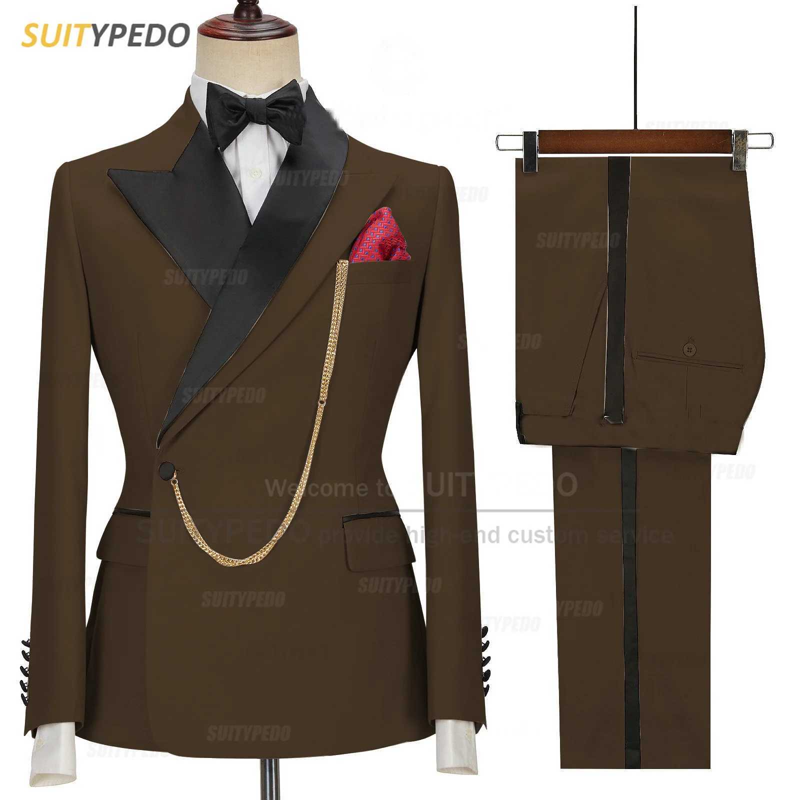 Fashion Peak Lapel Suits Elegant Slim Fit One Button Tuxedo Wedding Birthday Party Blazer And Pants 2 Pieces Suit Attire X250704