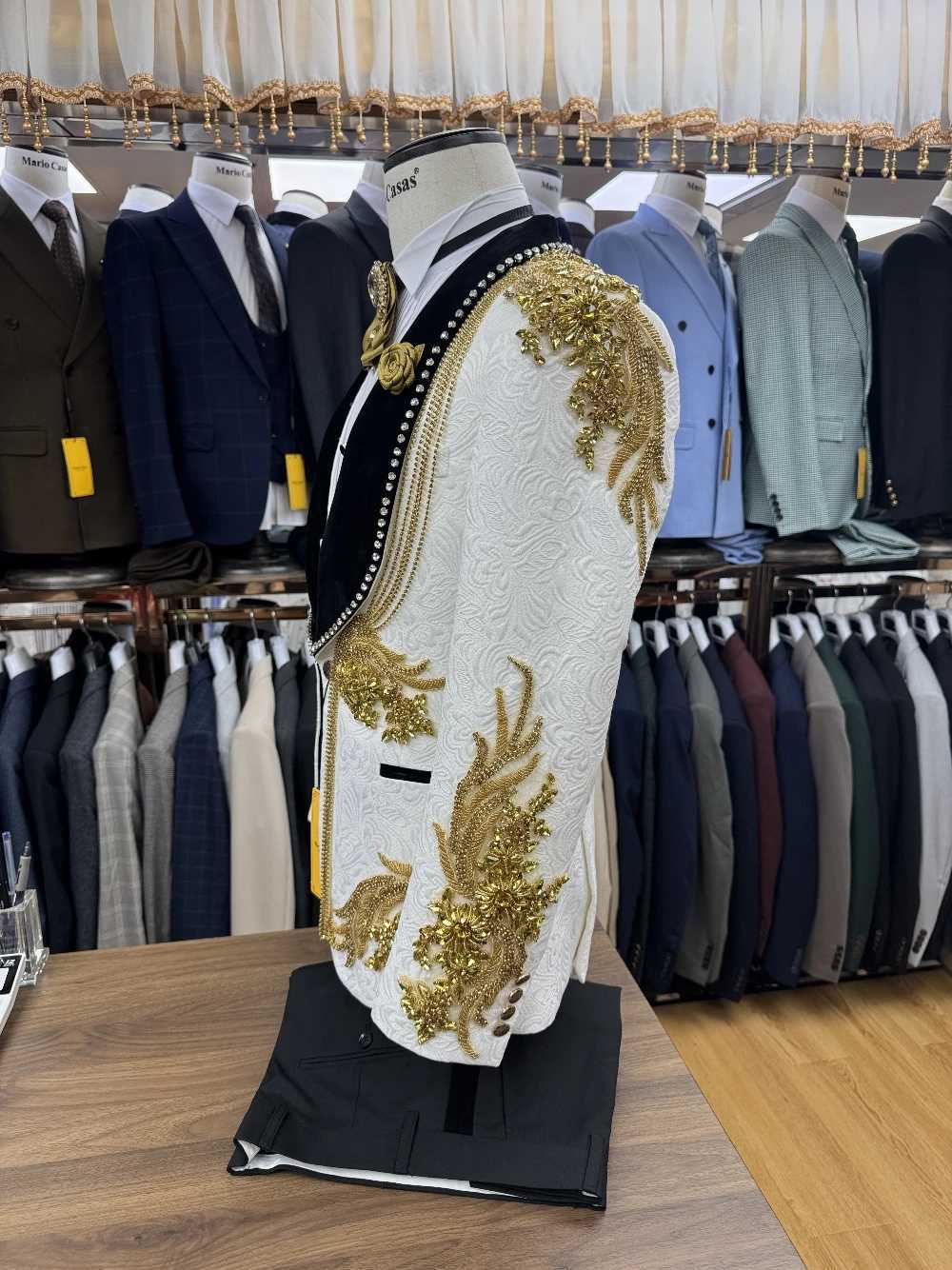 Handsome Dancing Mens 3-pieces Date Suit Set Customized Hot Sale Single Breasted Stylish Jacket Vest Pants Patterned Groom Wear X250704