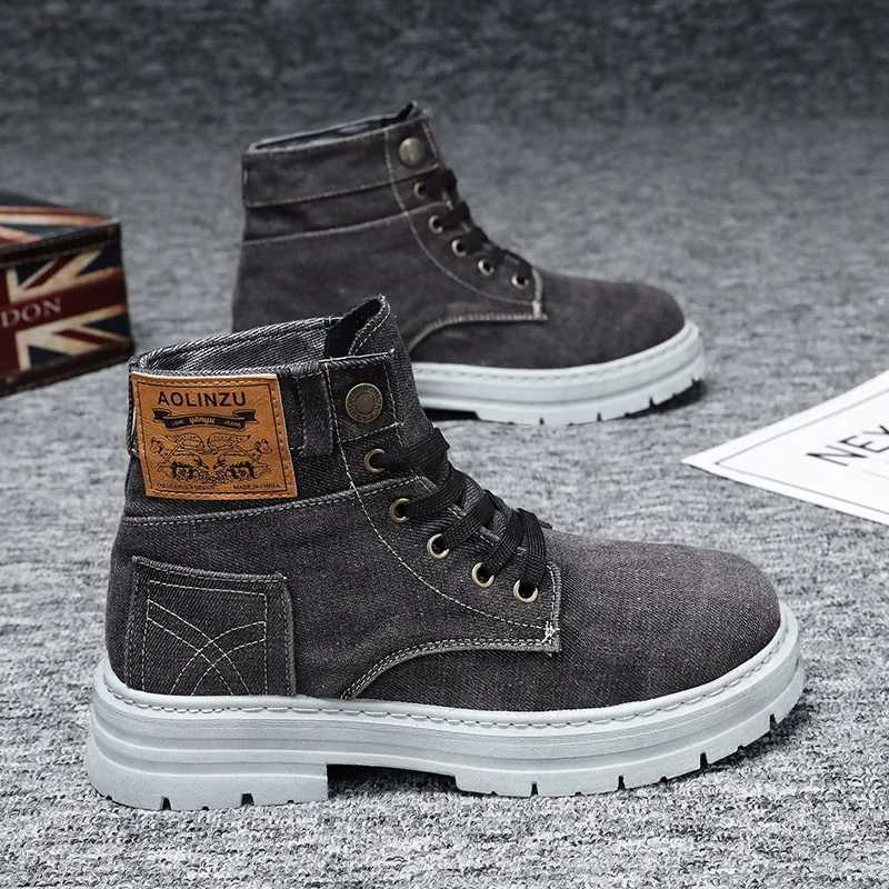 Canvas Boots for Men Trendy Working Shoes High Top Men Ankle Boots Outdoor Street Style Platform Boots botas masculino Z250704