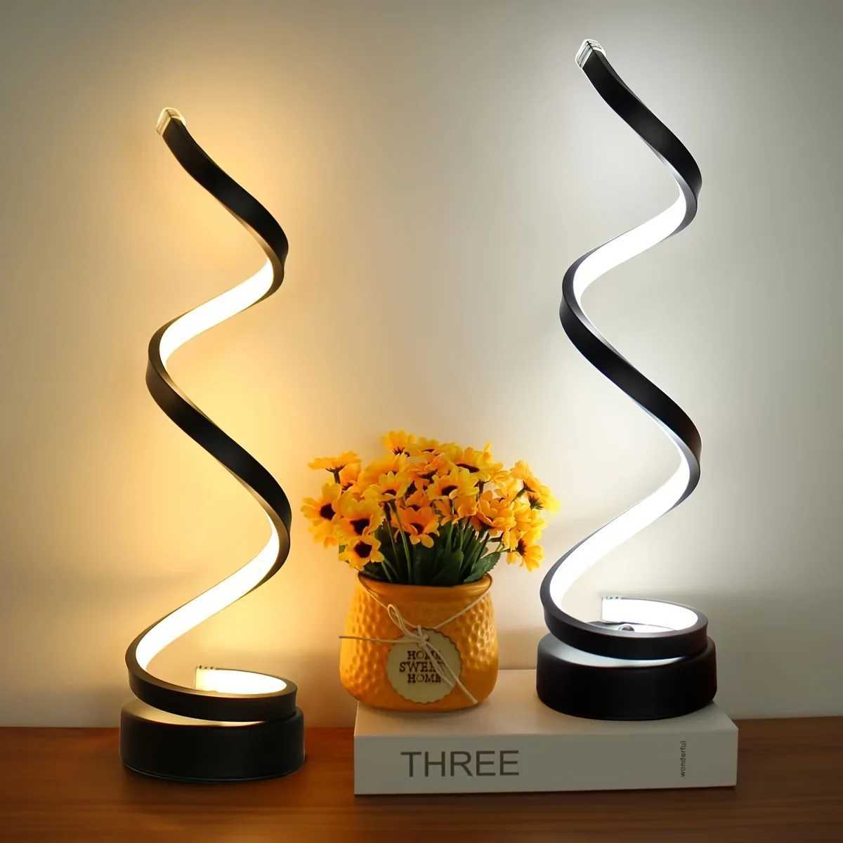 Creative Spiral LED Night Light Dimmable 3 Colors Table Night Lamp for Living Room Office Desk Bedroom Bedside Decor USB Plug-in XJ250703