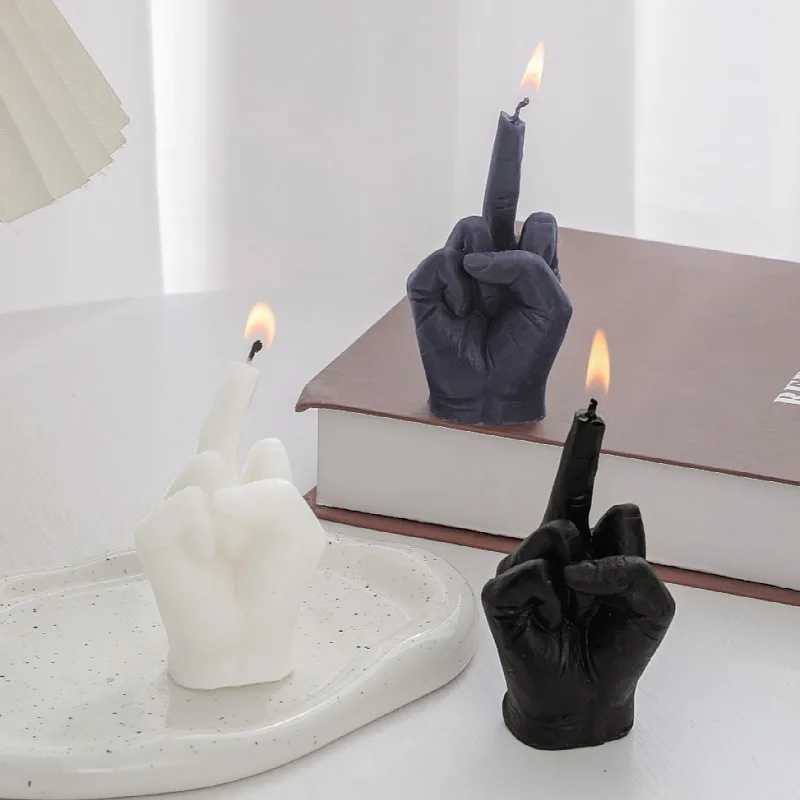 Creative Candles Middle Finger Shaped Gesture Scented Candles Niche Funny Quirky Gifts Home Decoration Ornaments Birthday Gifts W250704
