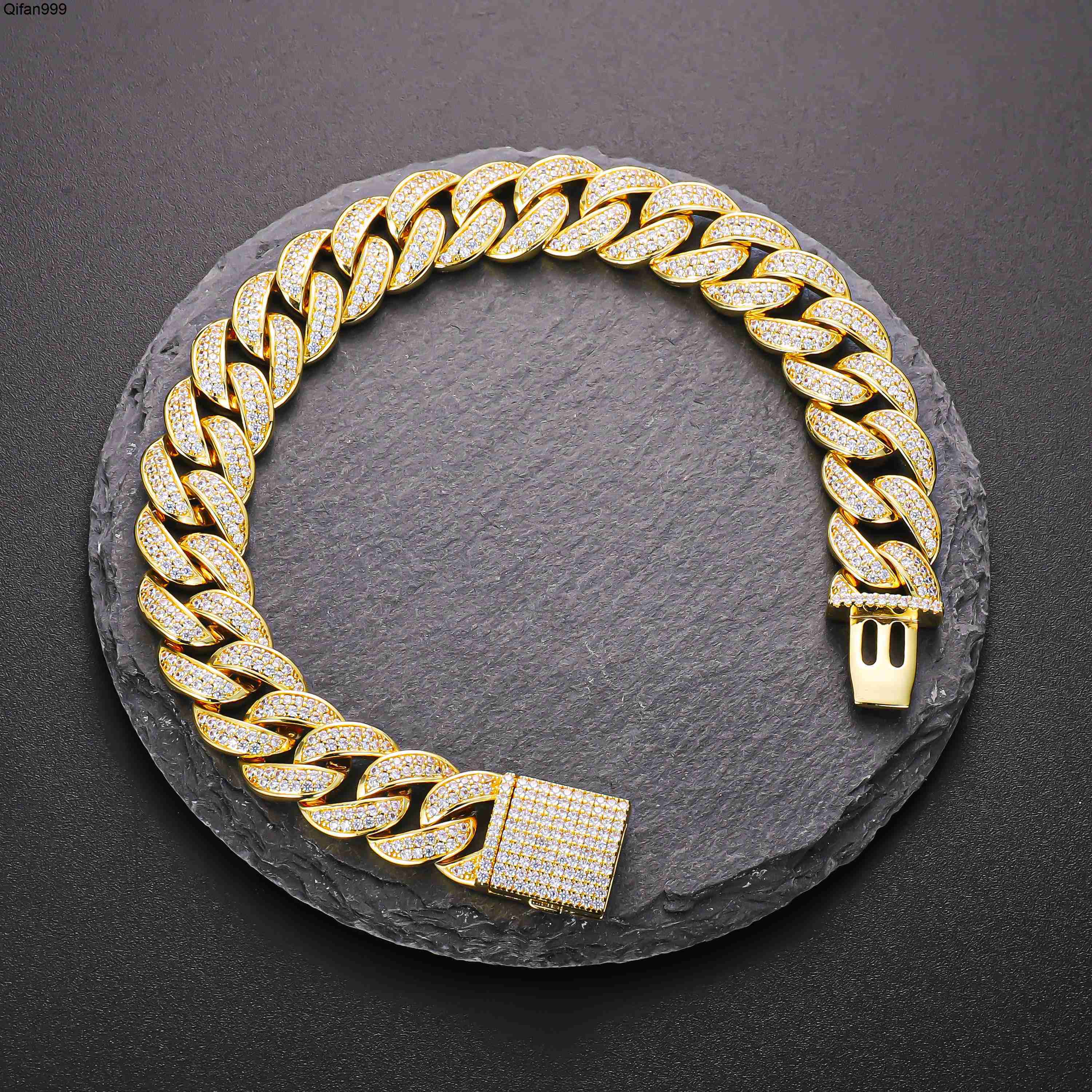 CM Jewelry Design Retro Hiphop Chain High Quality Pulsera Cubana Luxury Hot Selling Ice Out Zirconia Monaco Cuban Bracelet