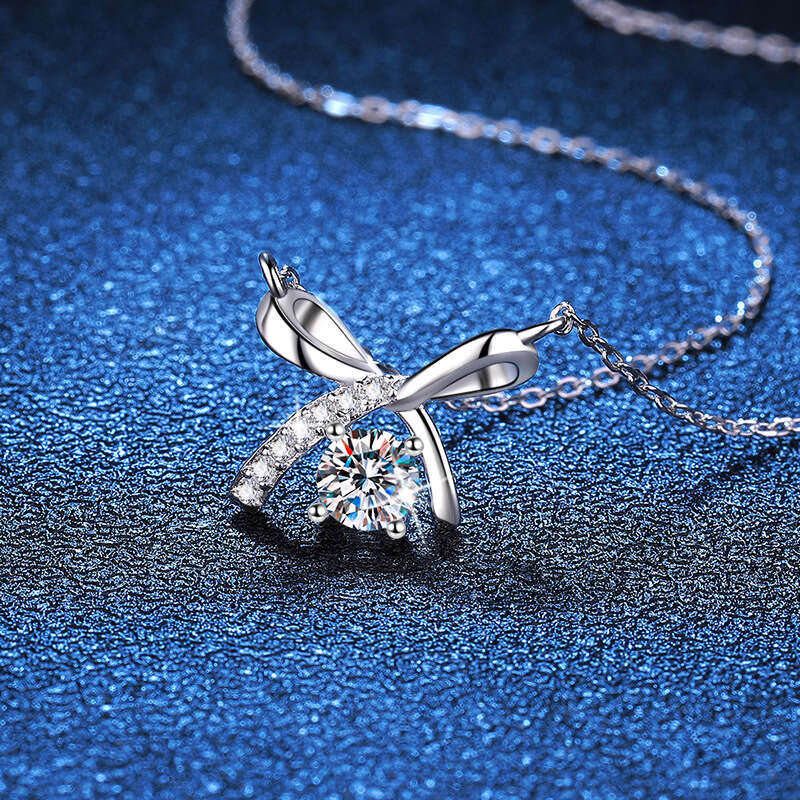S925 S925terling S925ier Women, Light Bowknot Pendant, Clavicle Chain, 50% MoiS925S925anite Necklace for Women 0a0