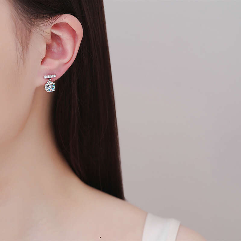 Weizi S925 Pure S925ier for Women S925mall TaS925S925el Round D Color 1 caratS925 MoiS925S925anite EarringS925 afb