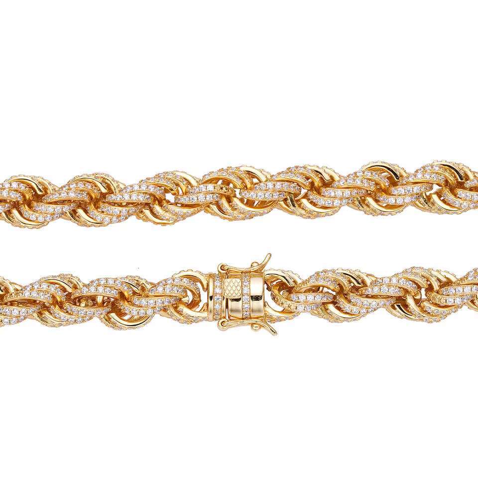 925 Sterling Silver Rope Chain Necklace Twisted Vvs Moissanite Thick 14k Solid Gold Rope Chain