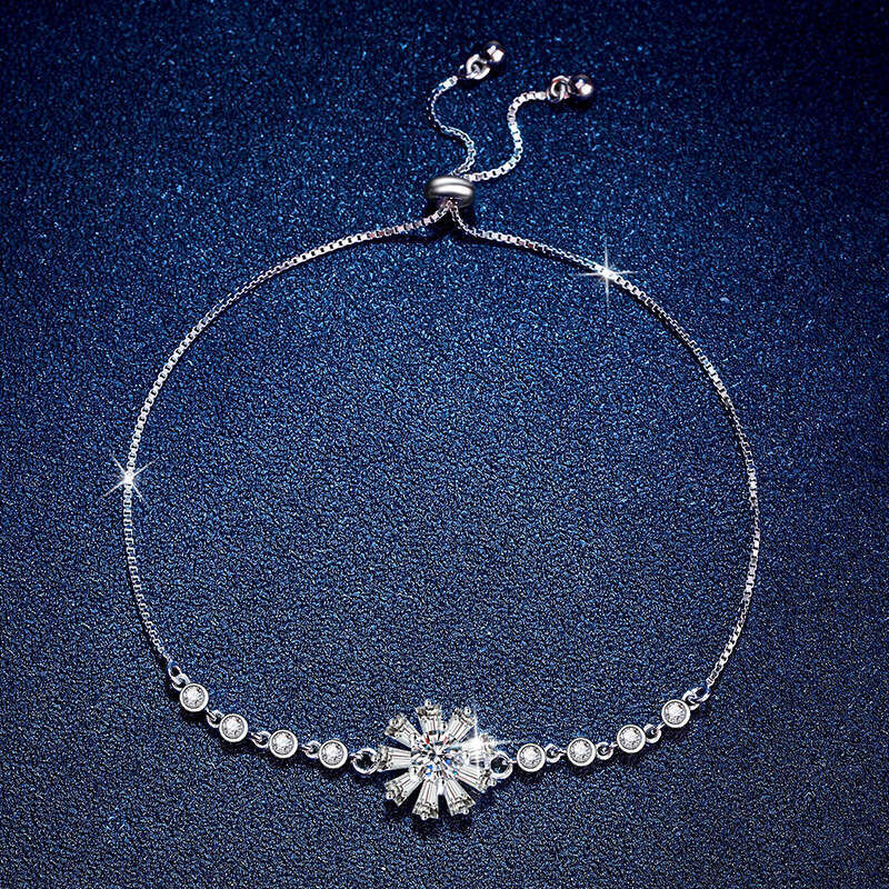 S925 Pure S925ier for Women S925uower Light High-end Feel 50 PointS925 MoiS925S925anite Bracelet AdjuS925table 6e9