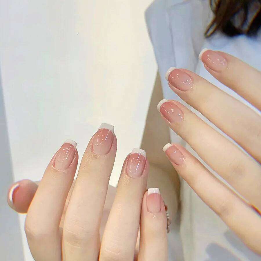 10pcs Pink Nails Short French style Handmade Wear for Women&Girl Whitening Stickers False Nail X250704