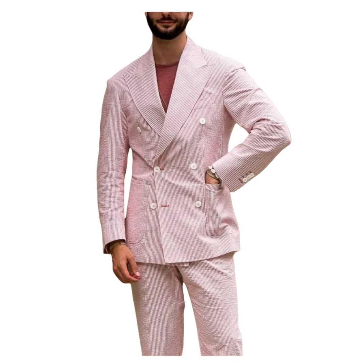 Mens Striped Suit Two Piece Suit Elegant Fashion Suit Business Casual Work Wear Party Dress Mens Commuter Wear Mens Clothing X250704