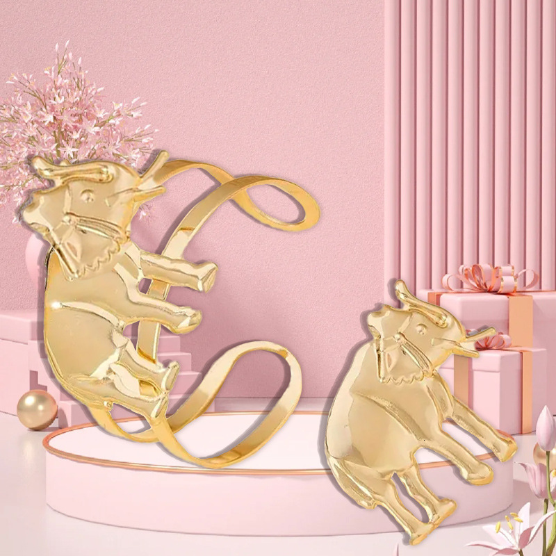 Exquisite Elephant Ring Open Bracelet Set Lotus Joint Exaggerated Style Niche Personality Animal Series