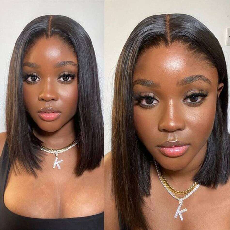 Straight Part Short Bob Wigs For Women U Shape Brazilian Remy Human Hair 180% No Leave Out hine Made Wig