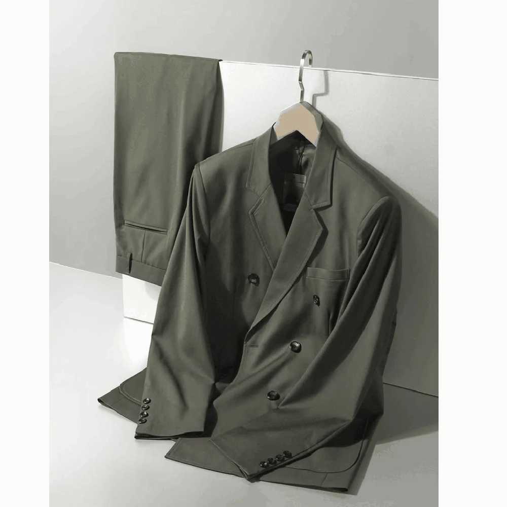 White Men Suits Summer Fashion Notch Lapel and Double Breasted Mens Clothing Smart Casual Daily 2 Piece Set Blazer Pants 2025 X250704