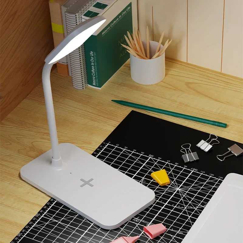 Wireless Charger LED Desk Lamp USB Plug-in Port Bedside Night Light Touch Dimmable Eye-Caring for Desktop Gaming Reading Home XJ250703