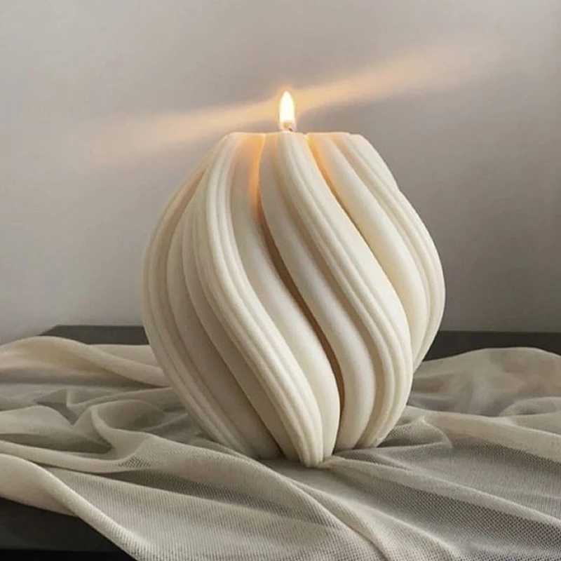 Geometric Wave Aromatherapy Candle Silicone Mold Twisted Spiral Abstract Craft Plaster Resin Mold Candle Making Supplies W250704
