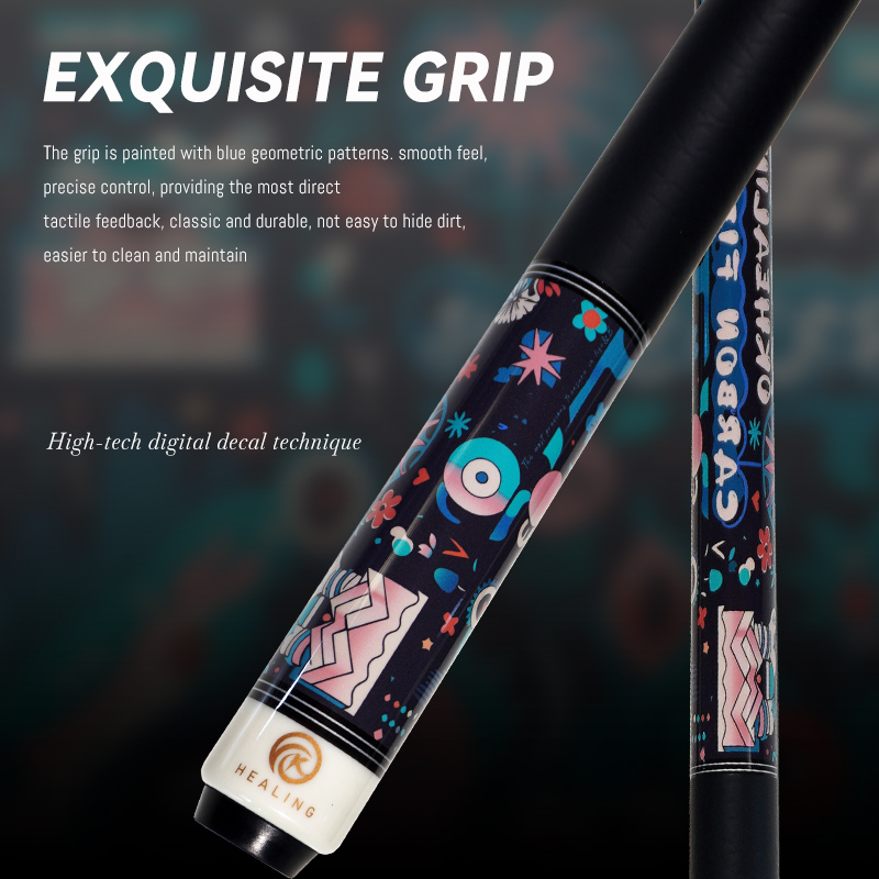 OKHEALING 1/2 Split Pool Cue Stick Carbon Fiber Billiard Cue 11.8mm Black Bakelite Tip Radial Pin / 8 Teeth Joint 1474mm/58inch Weight Adjust 19-20oz 