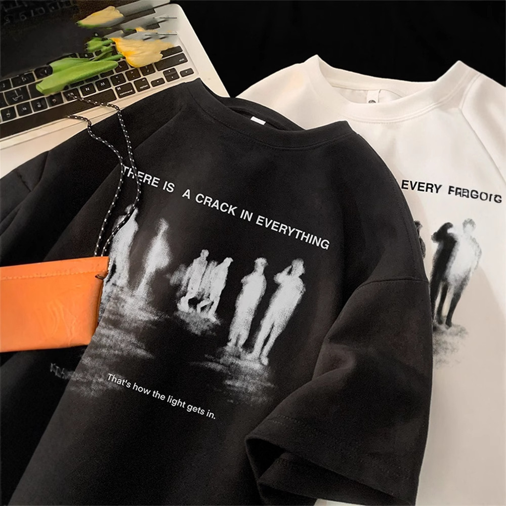 American High Street Printed Round Neck Short Sleeve T-shirt Designer Short Sleeves For Men 2025 Summer Thin High-end Trendy Brand Cool Couple Tee