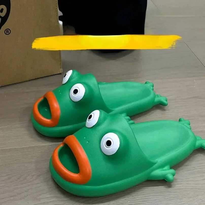 frog flip flops house slippers cloud woman sandals soft sole beach non-slip home shoes platform weird female slides men male W250704