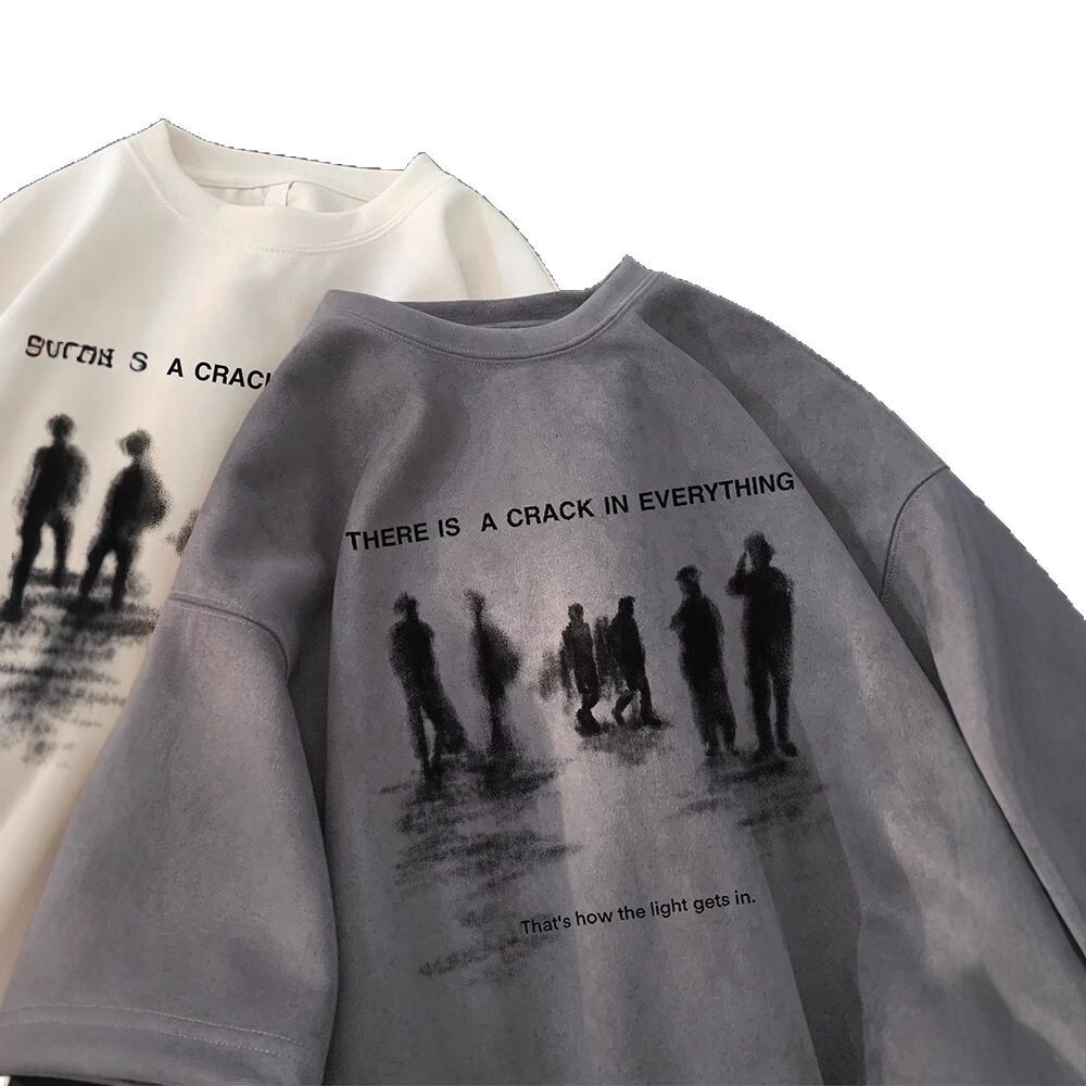 American High Street Printed Round Neck Short Sleeve T-shirt Designer Short Sleeves For Men 2025 Summer Thin High-end Trendy Brand Cool Couple Tee