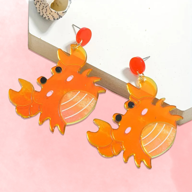 Fashionable Elegant Small Exquisite Cute Ocean Crab Earrings Personality Versatile Vacation Style