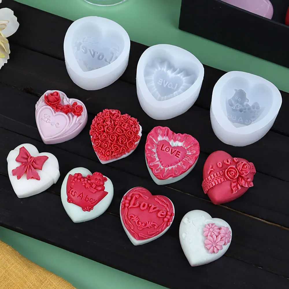 For Fun Heart Shaped Silicone Mold DIY Aromatherapy Candle Mold Handmade Soap Plaster Cake Chocolate Baking Tool Gift Decoration W250704