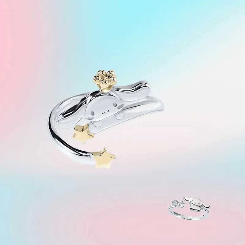Sanrio 925 Sterling Silver Ring Cinnamoroll Cartoon Styling Exquisite Versatile Advanced Opening Ring Anniversary Memorial Gift w250716
